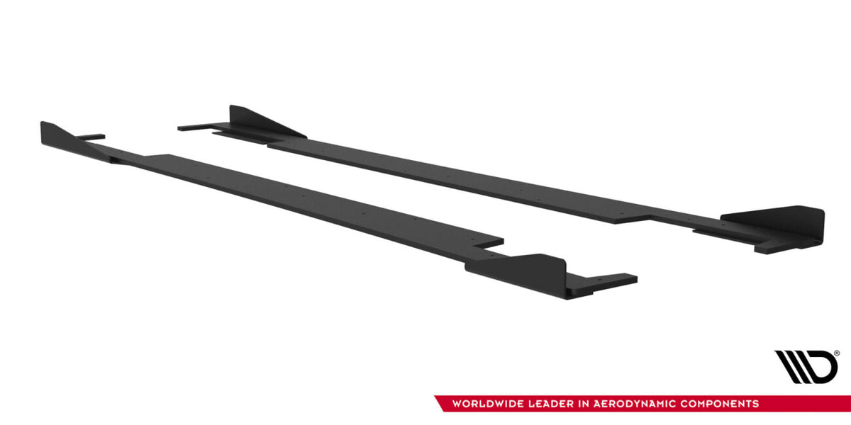 Street Pro Seitenschweller passend für Subaru Impreza WRX STI Mk3 FL schwarz matt + Hochglanz Flaps