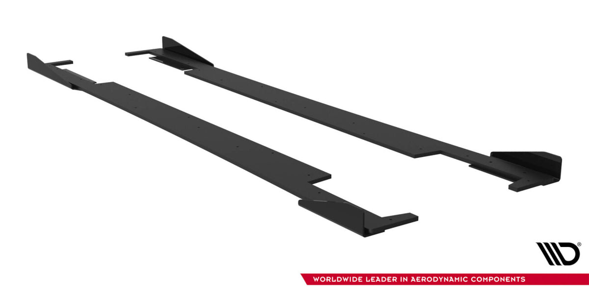 Street Pro Seitenschweller passend für Subaru Impreza WRX STI Mk3 FL schwarz matt + Hochglanz Flaps
