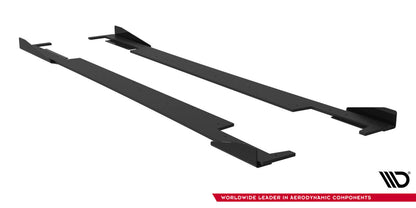 Street Pro Seitenschweller passend für Subaru Impreza WRX STI Mk3 FL schwarz matt + Hochglanz Flaps