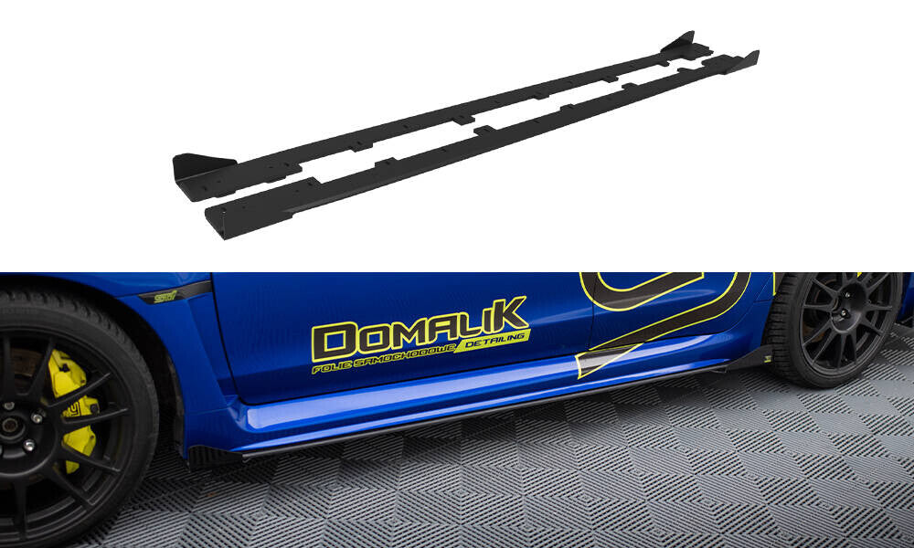 Street Pro Seitenschweller passend für Subaru WRX STI Mk1 schwarz matt + Hochglanz Flaps