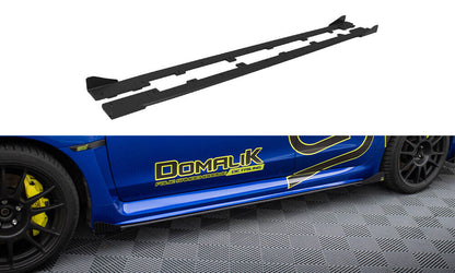 Street Pro Seitenschweller passend für Subaru WRX STI Mk1 schwarz matt + Hochglanz Flaps