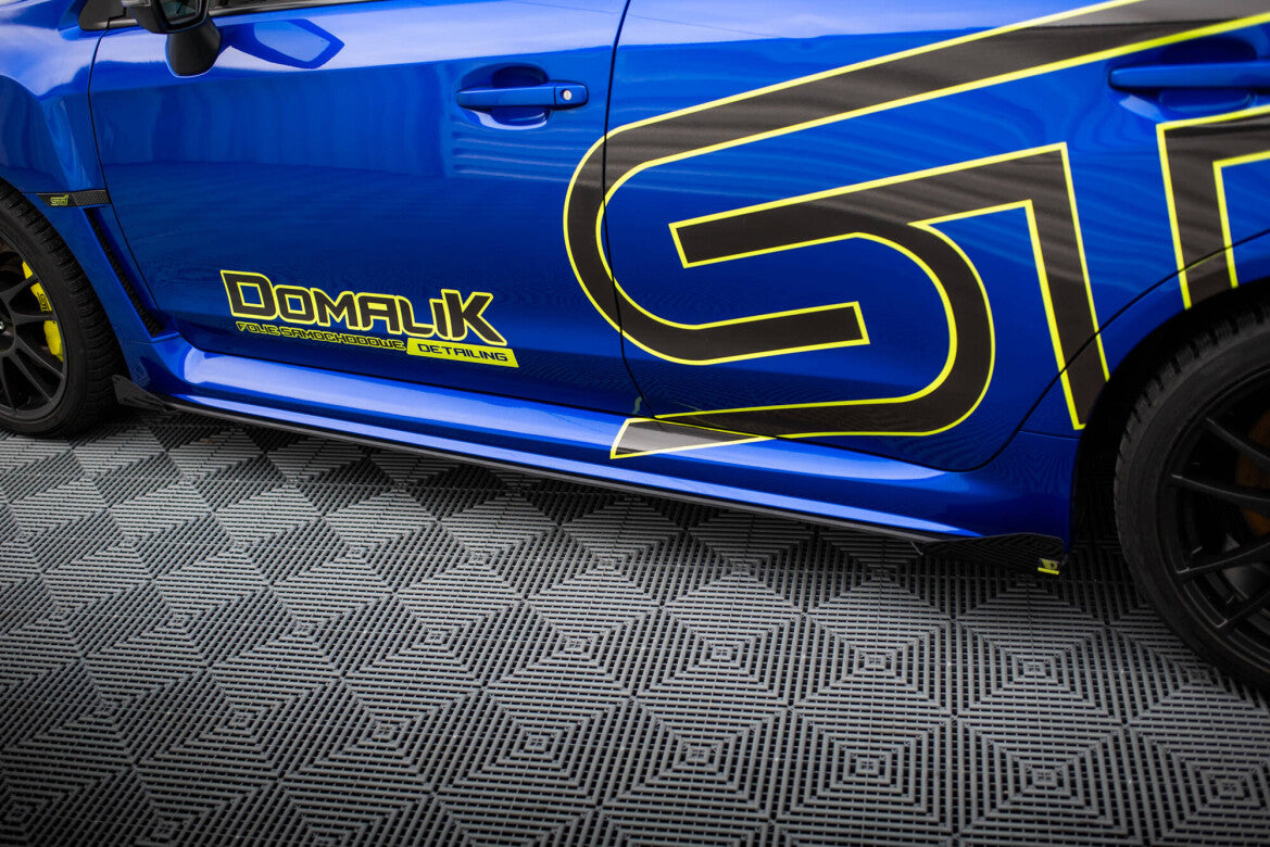 Street Pro Seitenschweller passend für Subaru WRX STI Mk1 schwarz matt + Hochglanz Flaps