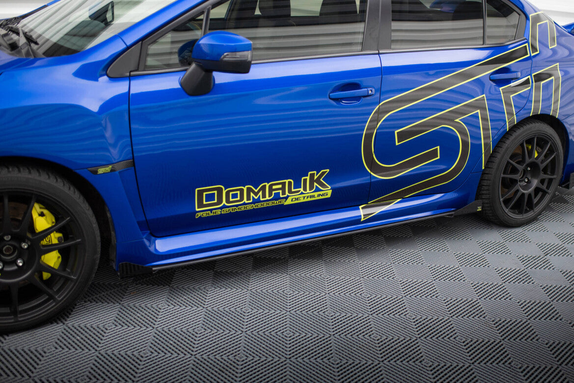 Street Pro Seitenschweller passend für Subaru WRX STI Mk1 schwarz matt + Hochglanz Flaps
