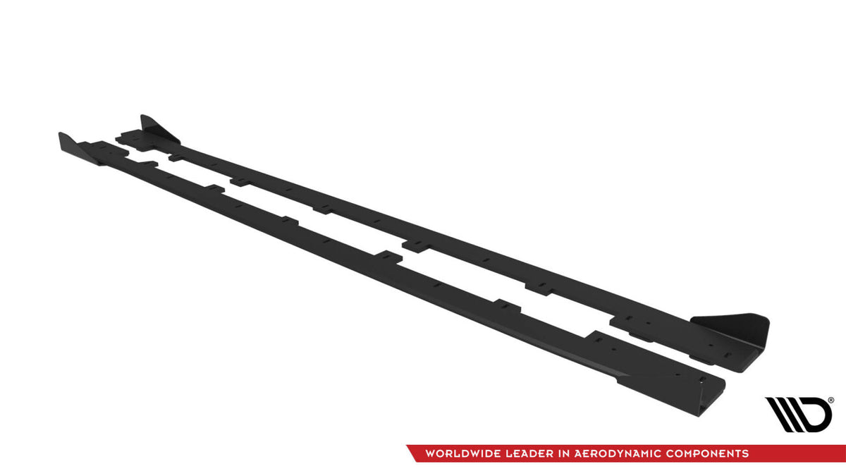 Street Pro Seitenschweller passend für Subaru WRX STI Mk1 schwarz matt + Hochglanz Flaps
