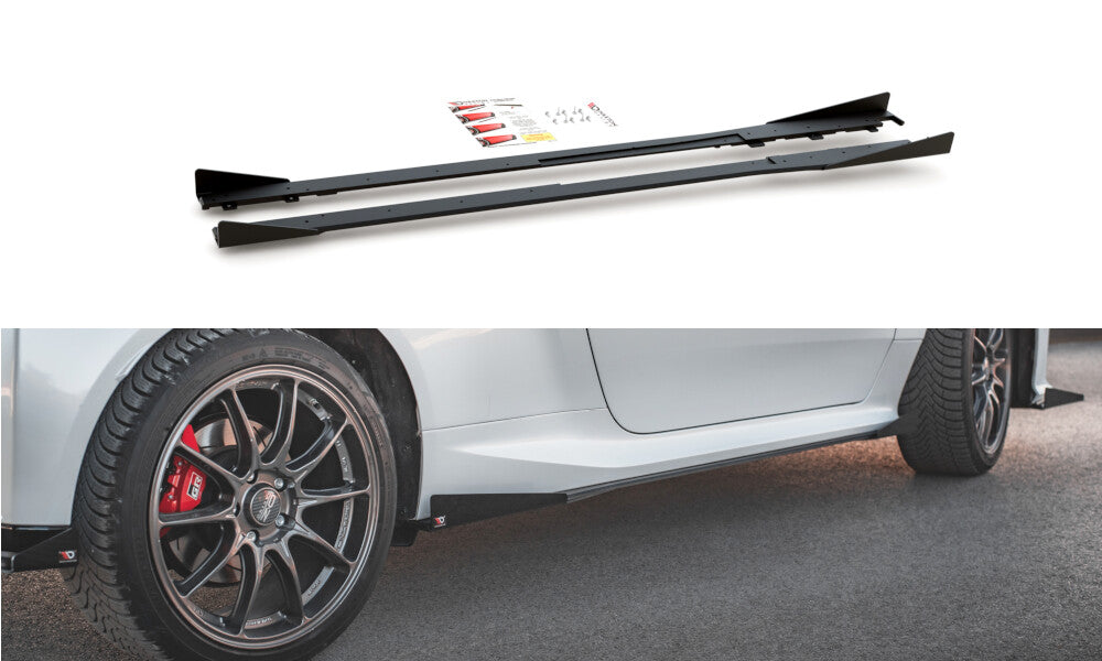 Street Pro Seitenschweller passend für Toyota GR Yaris Mk4 schwarz matt Hochglanz + Flaps