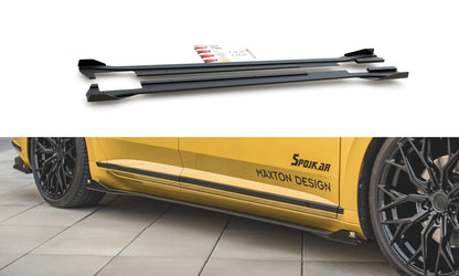 Street Pro Seitenschweller passend für VW Arteon R-Line Limousine / Shooting Brake Mk1 schwarz matt + Hochglanz Flaps