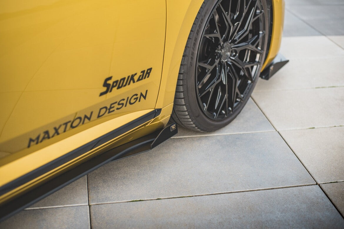 Street Pro Seitenschweller passend für VW Arteon R-Line Limousine / Shooting Brake Mk1 schwarz matt + Hochglanz Flaps
