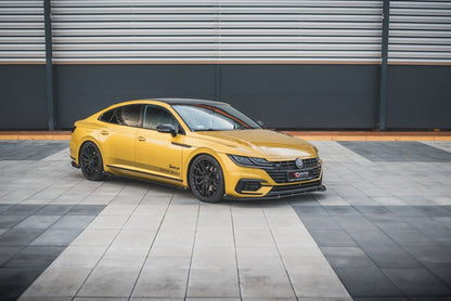 Street Pro Seitenschweller passend für VW Arteon R-Line roter Kern + Hochglanz Flaps