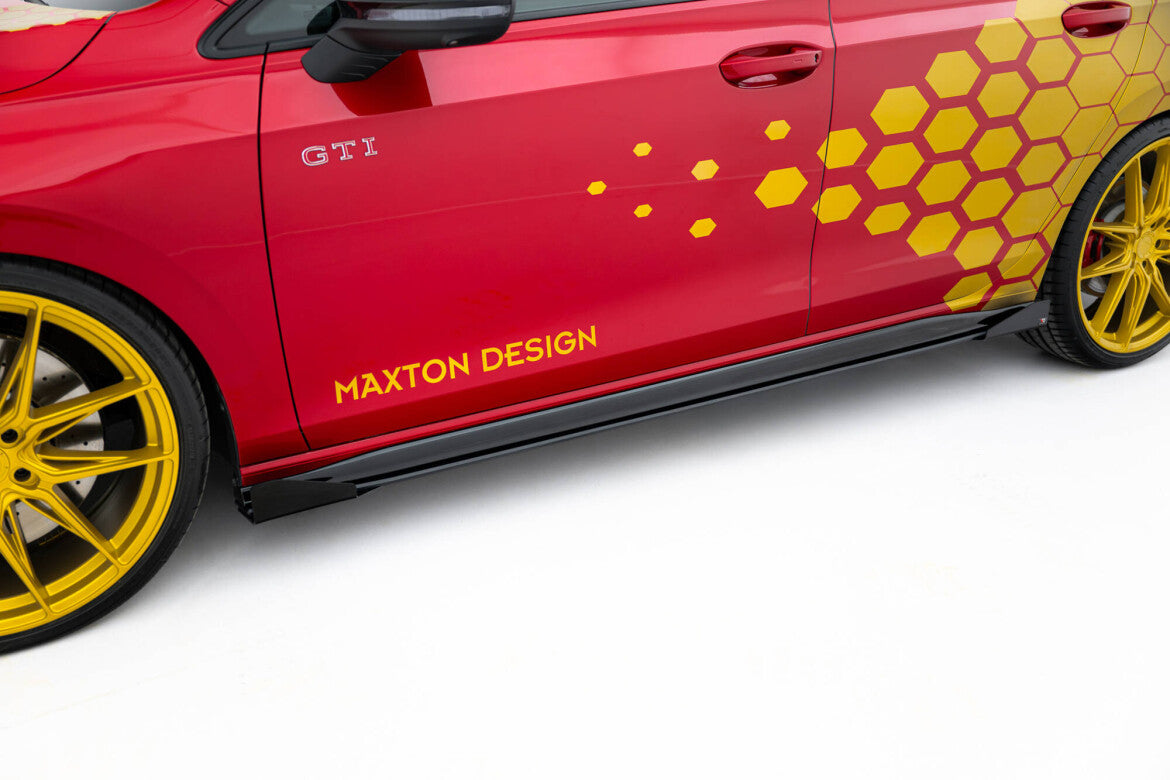 Street Pro Seitenschweller passend für VW Golf GTI Clubsport Mk8 FL schwarz matt Hochglanz + Flaps