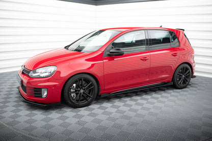 Street Pro Seitenschweller passend für VW Golf GTI Mk6 schwarz matt Hochglanz + Flaps