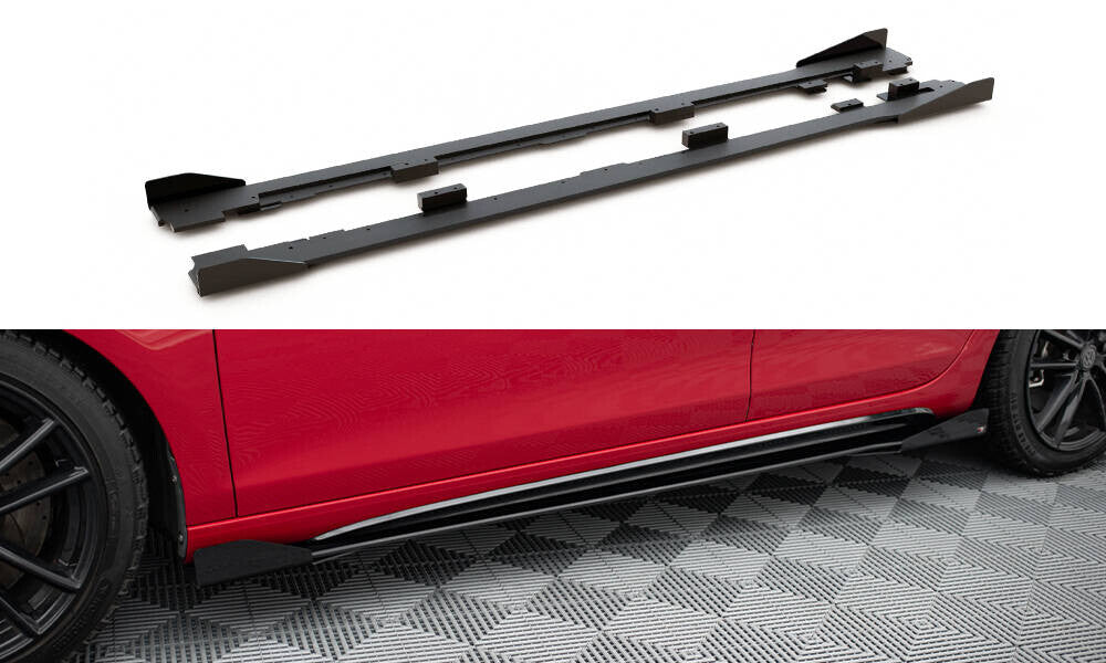 Street Pro Seitenschweller passend für VW Golf GTI Mk6 schwarz matt Hochglanz + Flaps
