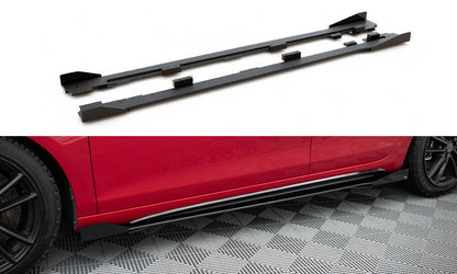 Street Pro Seitenschweller passend für VW Golf GTI Mk6 schwarz matt Hochglanz + Flaps