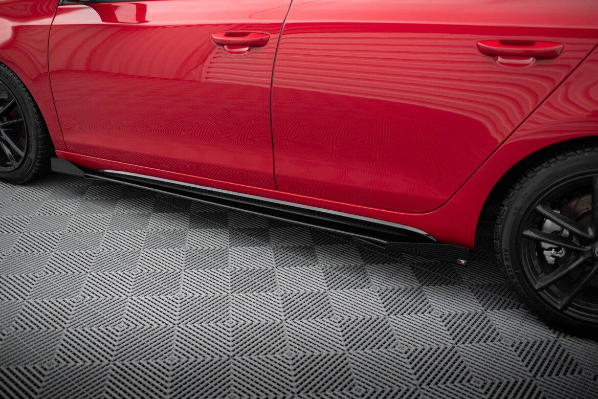 Street Pro Seitenschweller passend für VW Golf GTI Mk6 schwarz matt Hochglanz + Flaps