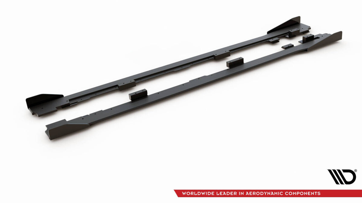 Street Pro Seitenschweller passend für VW Golf GTI Mk6 schwarz matt Hochglanz + Flaps