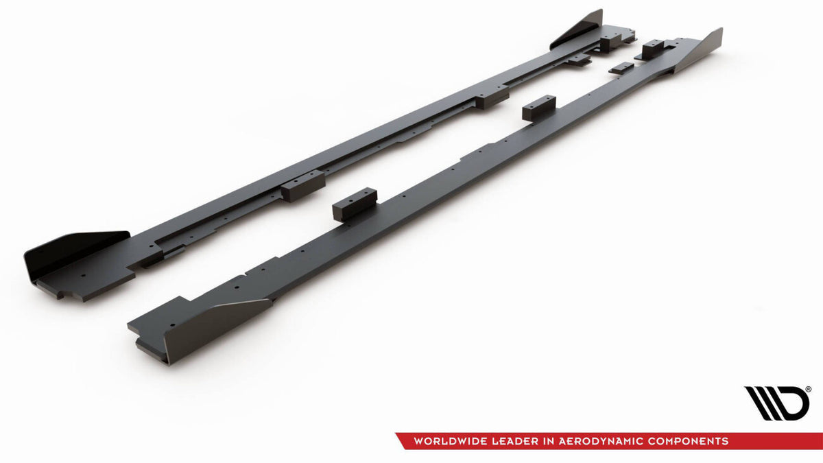 Street Pro Seitenschweller passend für VW Golf GTI Mk6 schwarz matt Hochglanz + Flaps