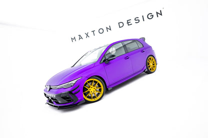 Street Pro Seitenschweller passend für VW Golf R Hatchback Mk8 / Mk8 FL schwarz matt + Hochglanz Flaps