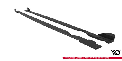 Street Pro Seitenschweller passend für VW Golf R Hatchback Mk8 / Mk8 FL schwarz matt + Hochglanz Flaps