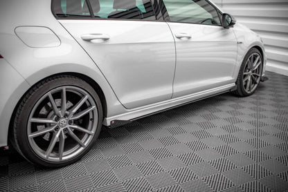 Street Pro Seitenschweller passend für VW Golf R Mk7 schwarz matt Hochglanz + Flaps