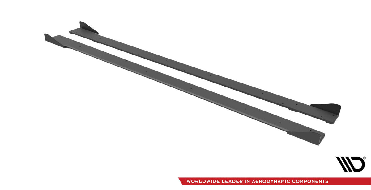 Street Pro Seitenschweller passend für VW Golf R Mk7 schwarz matt Hochglanz + Flaps