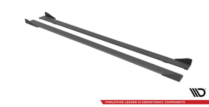 Street Pro Seitenschweller passend für VW Golf R Mk7 schwarz matt Hochglanz + Flaps
