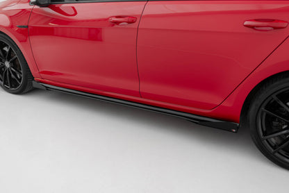 Street Pro Seitenschweller passend für VW Golf R / R-Line Mk7 FL schwarz matt + Hochglanz Flaps