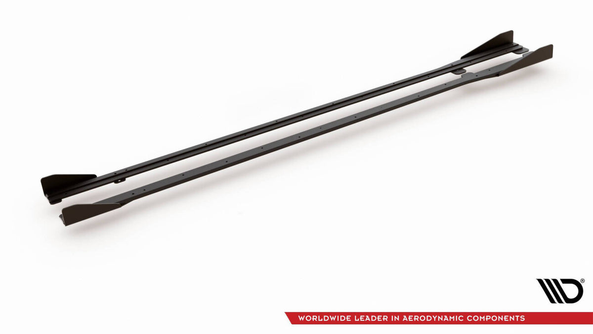 Street Pro Seitenschweller passend für VW Golf R / R-Line Mk7 FL schwarz matt + Hochglanz Flaps
