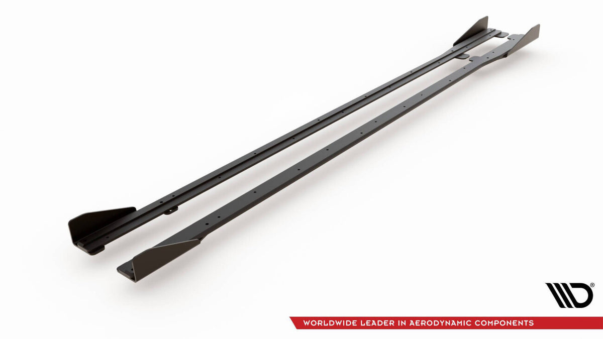 Street Pro Seitenschweller passend für VW Golf R / R-Line Mk7 FL schwarz matt + Hochglanz Flaps