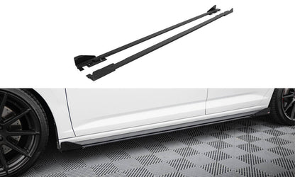 Street Pro Seitenschweller passend für VW Jetta GLI Mk7 schwarz matt + Hochglanz Flaps