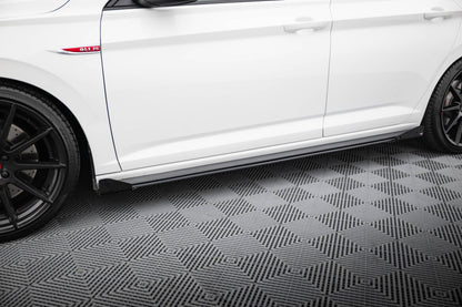 Street Pro Seitenschweller passend für VW Jetta GLI Mk7 schwarz matt + Hochglanz Flaps