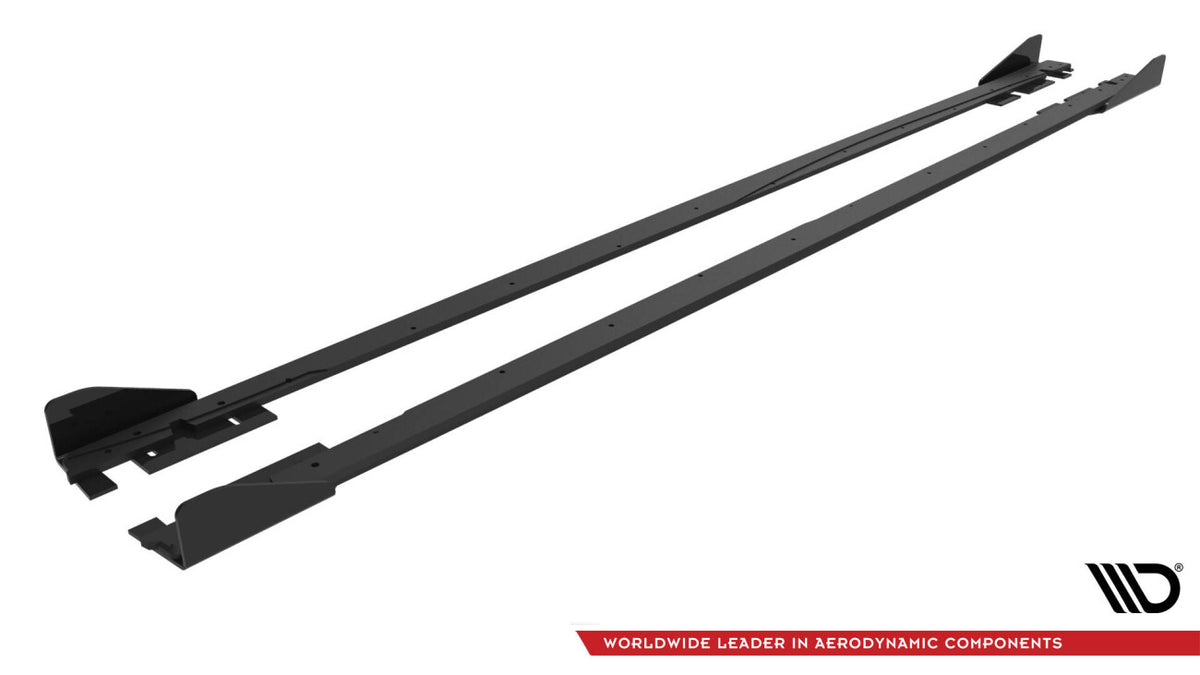 Street Pro Seitenschweller passend für VW Jetta GLI Mk7 schwarz matt + Hochglanz Flaps