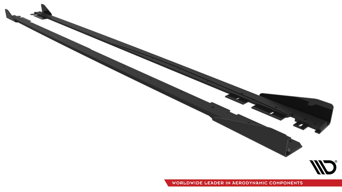 Street Pro Seitenschweller passend für VW Jetta GLI Mk7 schwarz matt + Hochglanz Flaps