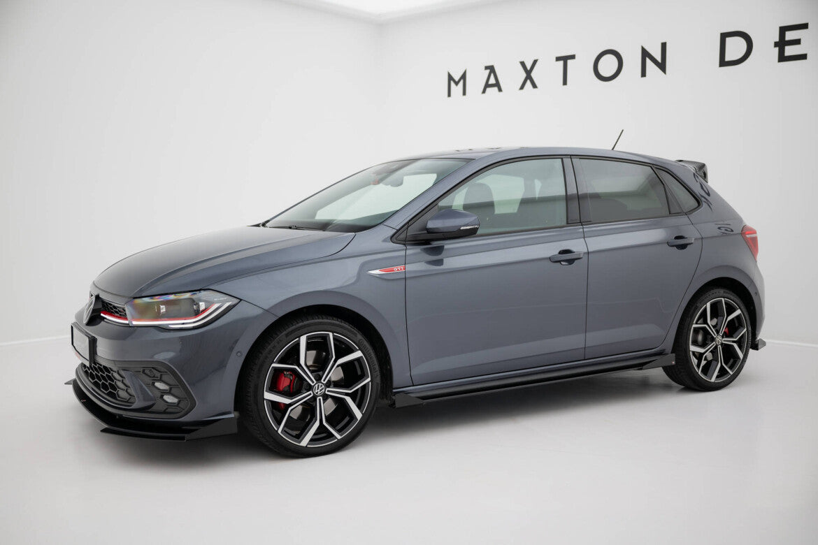 Street Pro Seitenschweller passend für VW Polo GTI Mk6 FL schwarz matt + Hochglanz Flaps