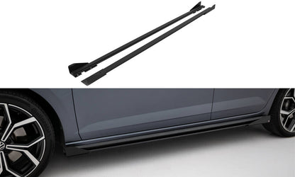 Street Pro Seitenschweller passend für VW Polo GTI Mk6 FL schwarz matt + Hochglanz Flaps