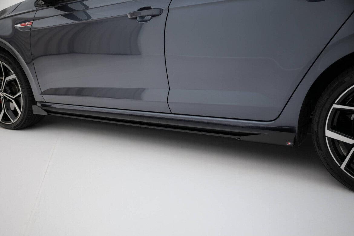 Street Pro Seitenschweller passend für VW Polo GTI Mk6 FL schwarz matt + Hochglanz Flaps