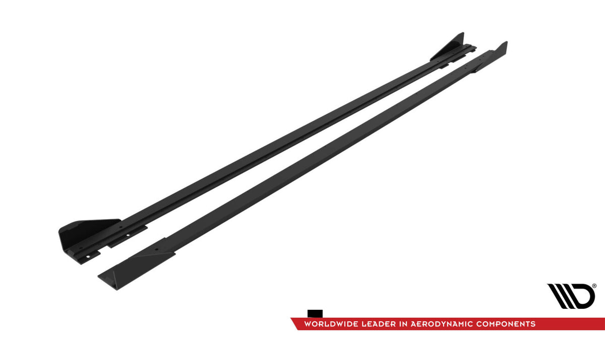Street Pro Seitenschweller passend für VW Polo GTI Mk6 FL schwarz matt + Hochglanz Flaps