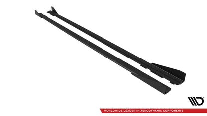 Street Pro Seitenschweller passend für VW Polo GTI Mk6 FL schwarz matt + Hochglanz Flaps