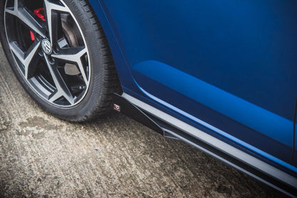 Street Pro Seitenschweller passend für VW Polo GTI Mk6 schwarz matt + Hochglanz Flaps