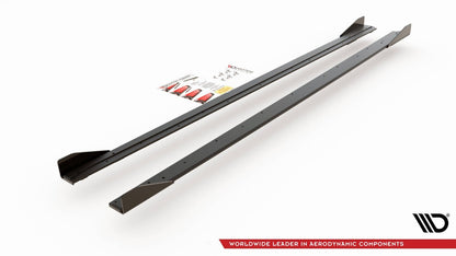 Street Pro Seitenschweller passend für VW Polo GTI Mk6 schwarz matt + Hochglanz Flaps