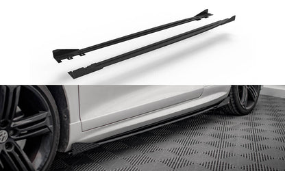 Street Pro Seitenschweller passend für VW Scirocco R Mk3 schwarz matt + Hochglanz Flaps