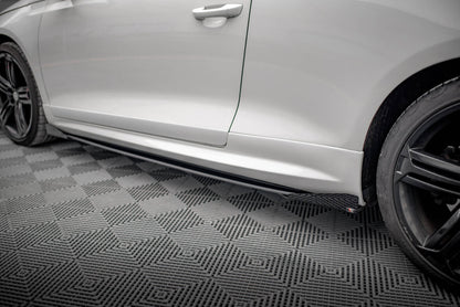 Street Pro Seitenschweller passend für VW Scirocco R Mk3 schwarz matt + Hochglanz Flaps