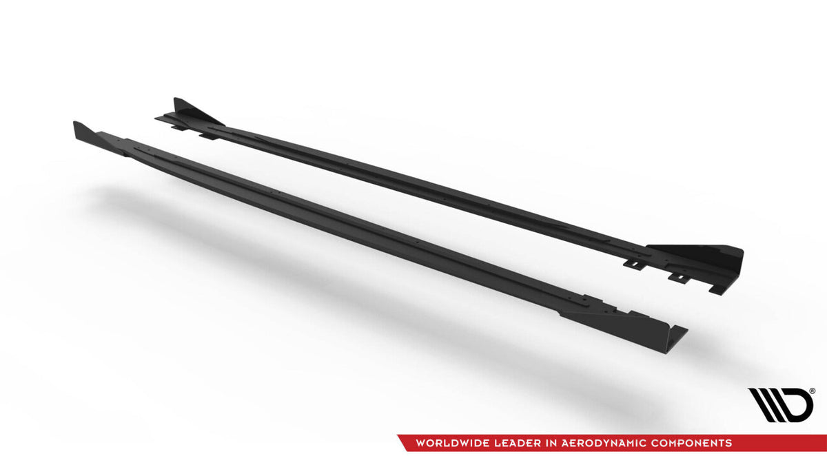 Street Pro Seitenschweller passend für VW Scirocco R Mk3 schwarz matt + Hochglanz Flaps