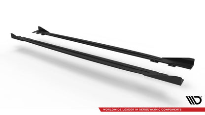 Street Pro Seitenschweller passend für VW Scirocco R Mk3 schwarz matt + Hochglanz Flaps