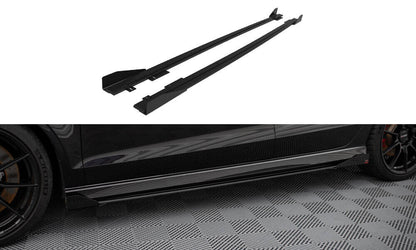 Street Pro Seitenschweller V.1 passend für Audi RS3 Limousine 8V FL schwarz matt + Hochglanz Flaps