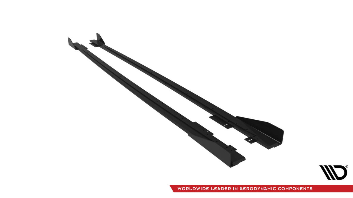 Street Pro Seitenschweller V.1 passend für Audi RS3 Limousine 8V FL schwarz matt + Hochglanz Flaps