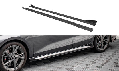 Street Pro Seitenschweller V.1 passend für Audi S3 / A3 S-Line 8Y / 8Y FL schwarz matt Hochglanz + Flaps
