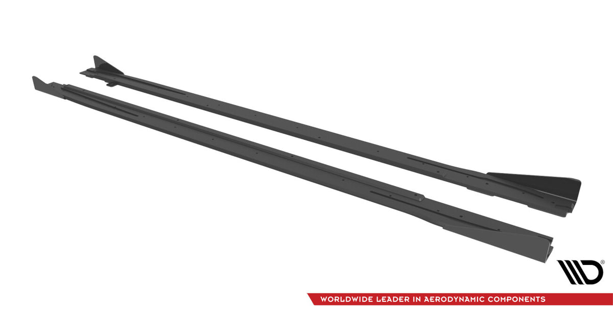 Street Pro Seitenschweller V.1 passend für Audi S3 / A3 S-Line 8Y / 8Y FL schwarz matt Hochglanz + Flaps