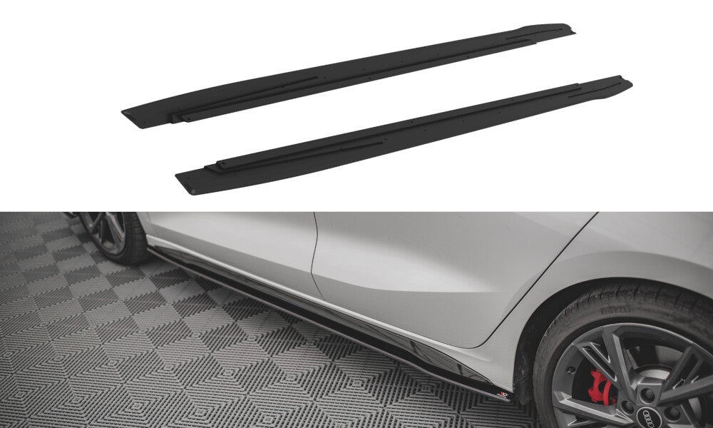 Street Pro Seitenschweller V.1 passend für Audi S3 / A3 S-Line 8Y / 8Y FL schwarz matt