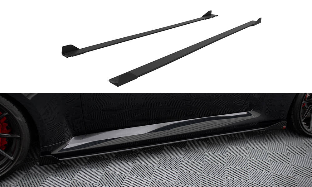 Street Pro Seitenschweller V.1 passend für BMW M2 G87 schwarz matt + Hochglanz Flaps