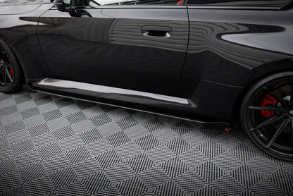 Street Pro Seitenschweller V.1 passend für BMW M2 G87 schwarz matt + Hochglanz Flaps