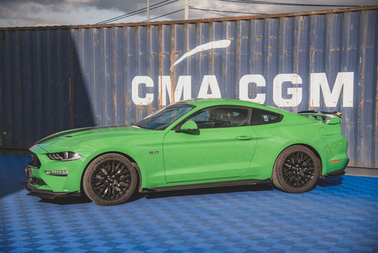 Street Pro Seitenschweller V.1 passend für Ford Mustang GT Mk6 FL schwarz matt + Hochglanz Flaps